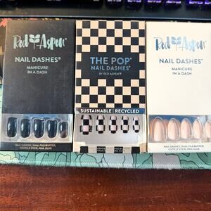 3 sets of Red Aspen Nail Dash: Black and Nude